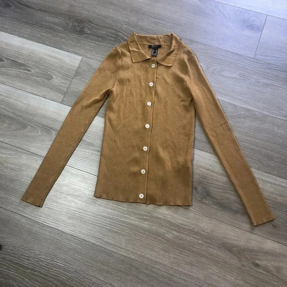 Forever 21 Bronze Cardigan Sweater And Cropped Cami Set Size Medium - Picture 16 of 16